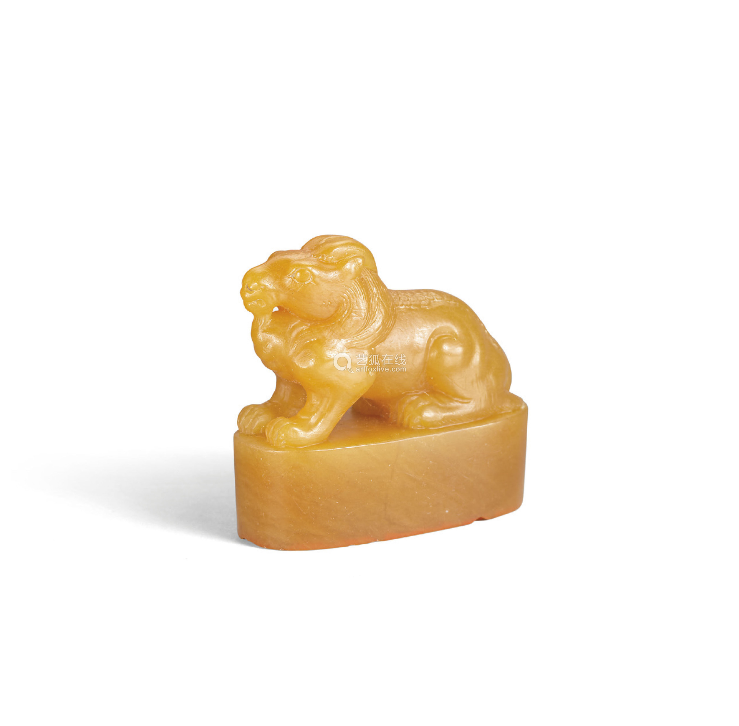 清 田黄瑞兽钮印(42克)